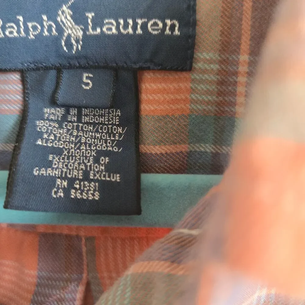 Ralph Lauren Boys Long Sleeve Button Down Shirt Size 5